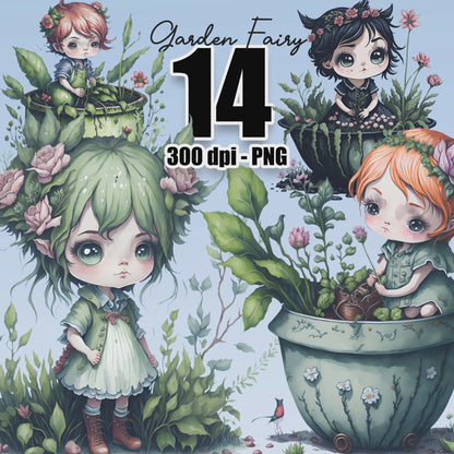 14 Garden Fairy Clipart