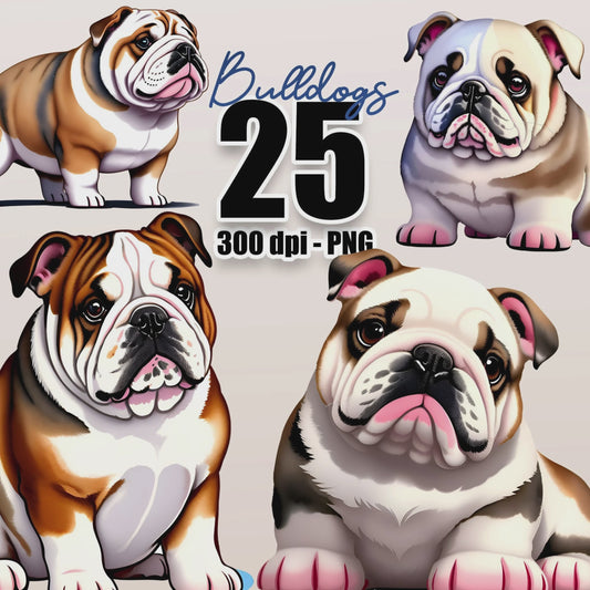 25 English Bulldogs Clipart